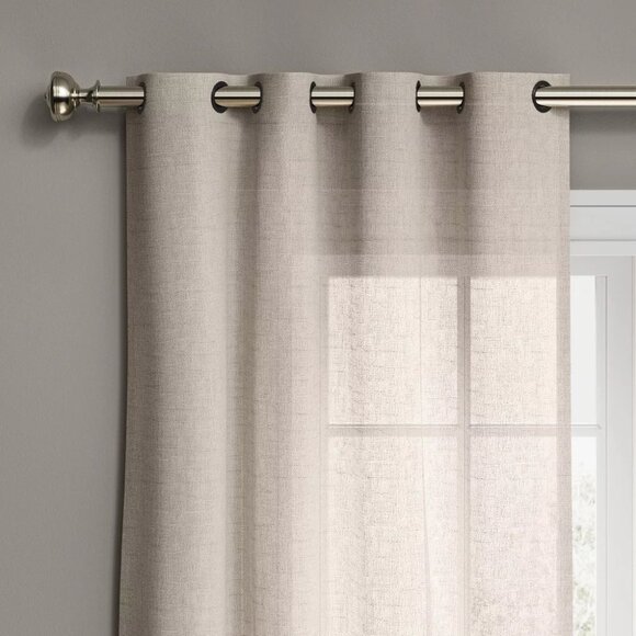 Threshold Light Filtering Textured Weave Cream Single Curtain Panel 54" x 84" - Picture 2 of 5